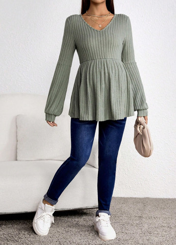 Серо-зелёная блуза для беременных SHEIN