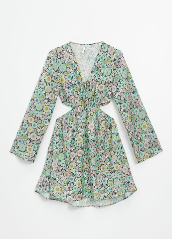 Комбинированное кэжуал платье клеш House с цветочным принтом