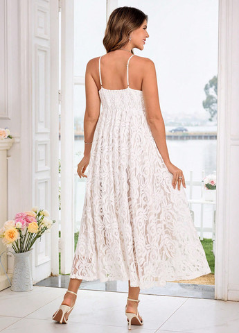 Кремовое праздничный платье для беременных на запах, а-силуэт SHEIN однотонное