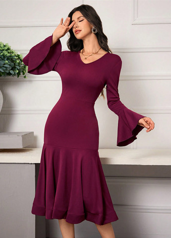 Сливовое вечернее платье годе SHEIN однотонное