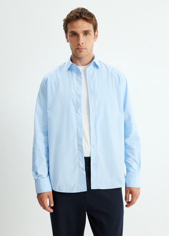 Светло-голубой классическая, кэжуал рубашка однотонная KOTON