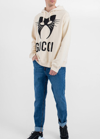 Черный хлопковый худи с принтом Gucci (251176566)