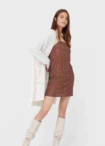 Коричневое вечірня сукня,коричневий, Stradivarius