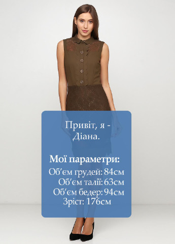 Оливкова (хакі) коктейльна сукня футляр Sassofono однотонна