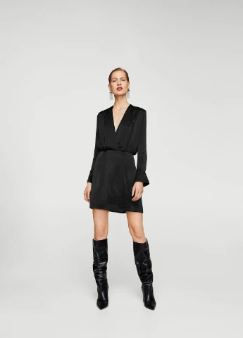 Черное деловое платье Mango однотонное
