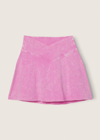 Юбка-шорты Victoria's Secret на запах однотонные розовые кэжуалы трикотаж, хлопок