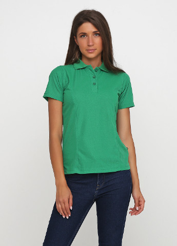 Женская зеленая футболка поло Life однотонная