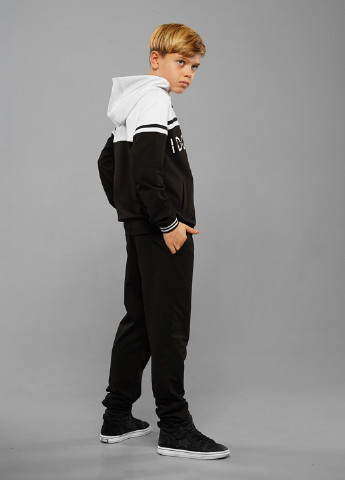 Білий демісезонний чорно-білий демісезонний спортивний костюм з написами брючний Sinthia