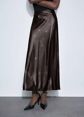 Темно-коричневая вечерний, офисная однотонная юбка SHEIN годе