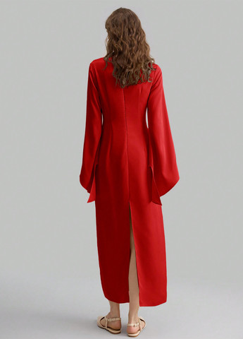 Червона кежуал сукня а-силует SHEIN однотонна