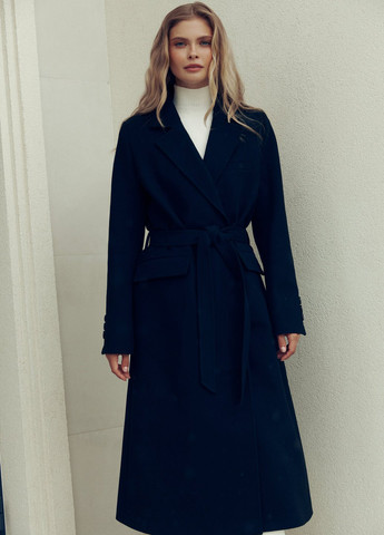 Черное демисезонное Пальто двубортное Gepur