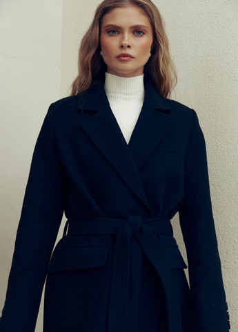 Черное демисезонное Пальто двубортное Gepur