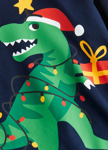 Темно-синий демисезонный кэжуал лонгслив H&M новогодний