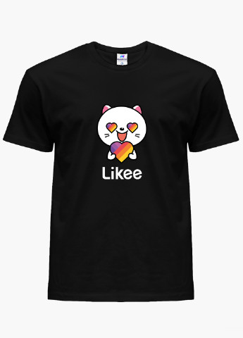 Чорна демісезонна футболка дитяча лайк котик (likee cat) (9224-1036) MobiPrint