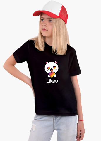 Черная демисезонная футболка детская лайк котик (likee cat)(9224-1036) MobiPrint