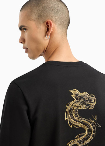 Черный свитшот Armani Exchange однотонный вышивка (315341646)