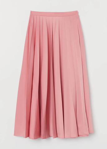 Розовая кэжуал однотонная юбка H&M плиссе