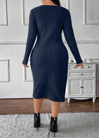 Темно-синя кежуал сукня силуетна SHEIN однотонна