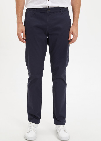 Темно-синие кэжуал демисезонные классические брюки DeFacto