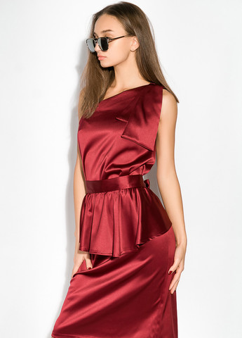 Бордовое вечернее платье с открытыми плечами Time of Style однотонное