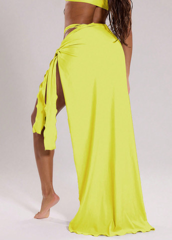 Желтая пляжный однотонная юбка SHEIN