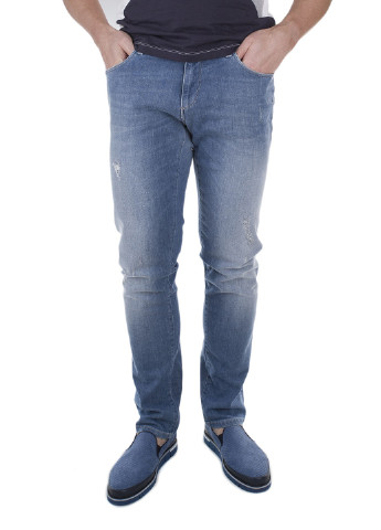 Синие демисезонные зауженные джинсы Trussardi Jeans