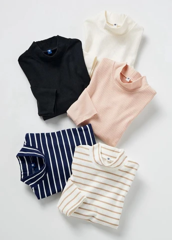 Бежевый демисезонный кэжуал лонгслив Uniqlo в полоску