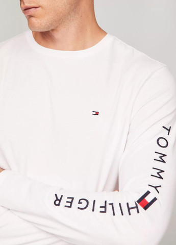 Белый демисезонный кэжуал лонгслив Tommy Hilfiger с логотипом