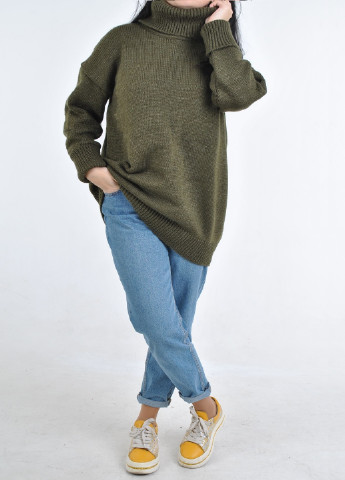 Оливковий (хакі) зимовий подовжений светр Berta Lucci