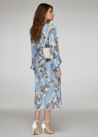 Блакитна кежуал плаття, сукня на запах Solh з квітковим принтом