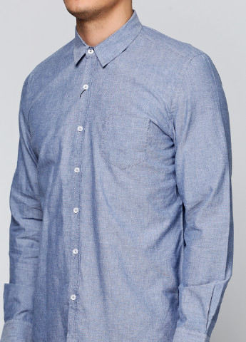 Голубой кэжуал рубашка однотонная Яavin с длинным рукавом