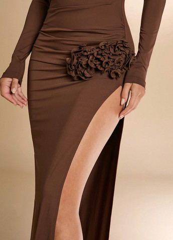 Коричнева кежуал сукня силуетна SHEIN однотонна