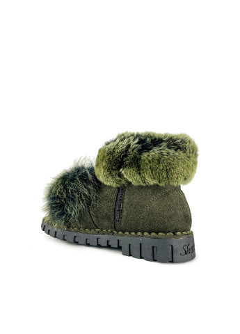 Зимние ботинки женские зеленые из эко замши зимние с мехом Fashion из искусственной замши