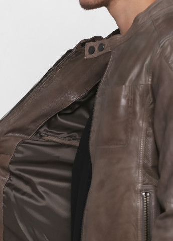 Оливковая демисезонная куртка кожаная Baldessarini
