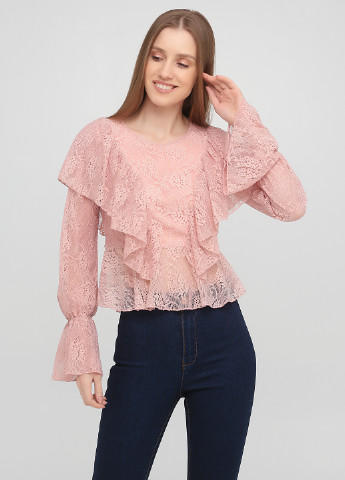 Рожева демісезонна блуза з баскою Missguided