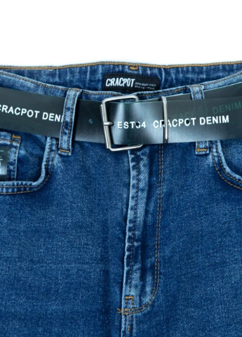 Джинсы женские синие с варкой МОМ высокая посадка MOM Cracpot - (251718546)