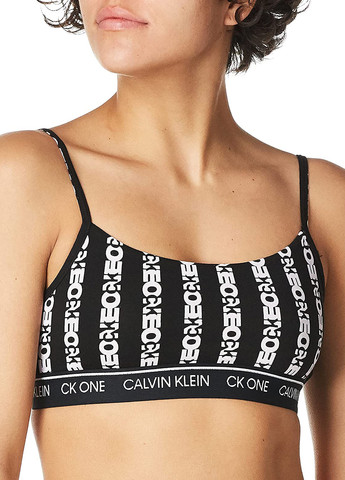 Чёрно-белого топ бюстгальтер Calvin Klein без косточек хлопок