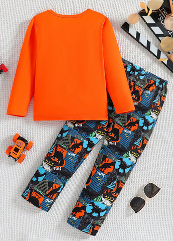 Оранжевая всесезон пижама (лонгслив, брюки) лонгслив + брюки SHEIN