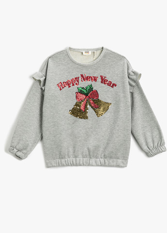 KOTON свитшот меланж серый кэжуал хлопок, трикотаж