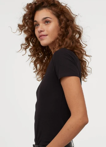 Футболка,чорний, H&M Basic - (255192092)