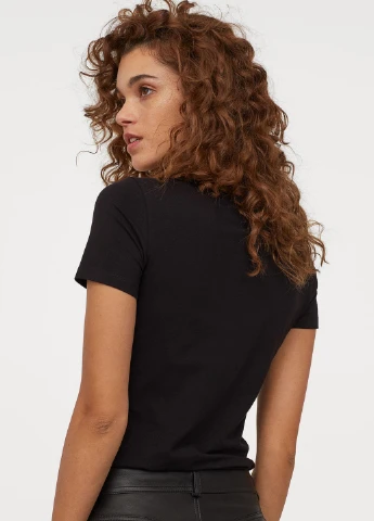 Футболка,чорний, H&M Basic - (255192092)