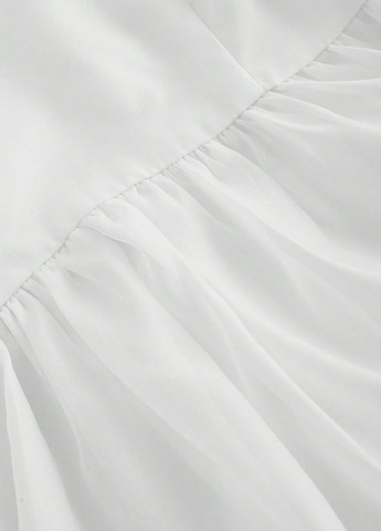 Белое праздничный, вечернее, кэжуал платье бандо, а-силуэт SHEIN однотонное