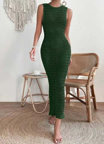Зеленое кэжуал платье футляр SHEIN однотонное