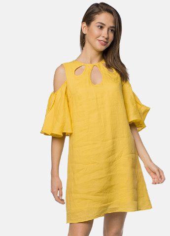 Жовтий кежуал сукня MR 520 однотонна