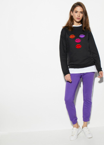 Чорний світшот жіночий /no flis/ YAPPI малюнок (251467803)