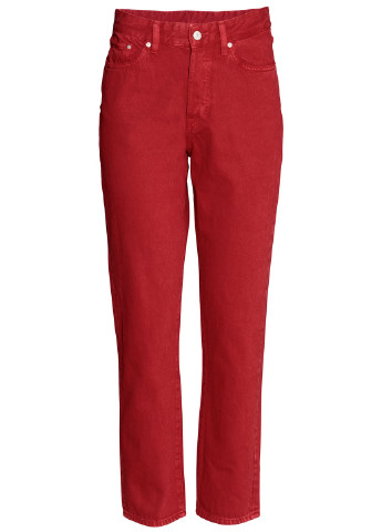 Красные джинсовые демисезонные прямые брюки H&M