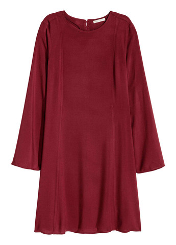 Бордовое кэжуал платье а-силуэт H&M однотонное