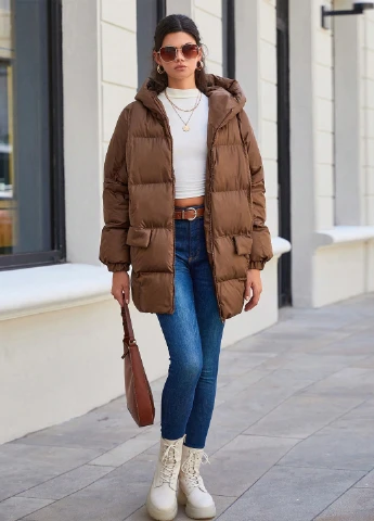 Коричнева зимня куртка SHEIN