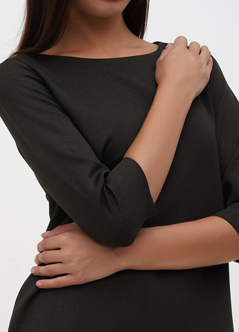 Оливковое (хаки) кэжуал платье а-силуэт Sassofono однотонное