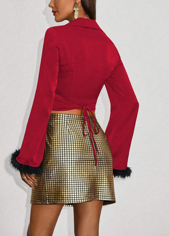 Червона блуза на запах SHEIN